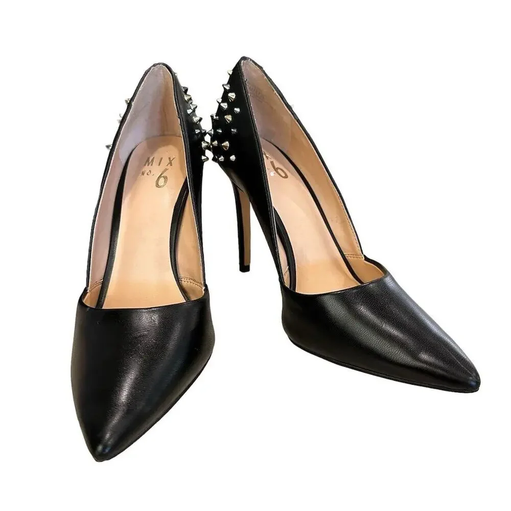 Mix No. 6 Women's Black Studded Stiletto Heels Size 7M Party Pumps 4” heels - Picture 4 of 11